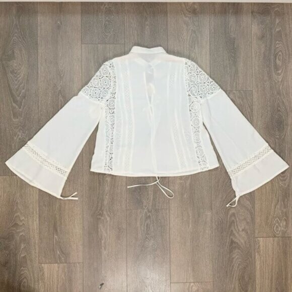 REVOLVE Tularosa Women's Blouse Long Flare Sleeve Ivory Boho chic Size XS NWT - Picture 12 of 16
